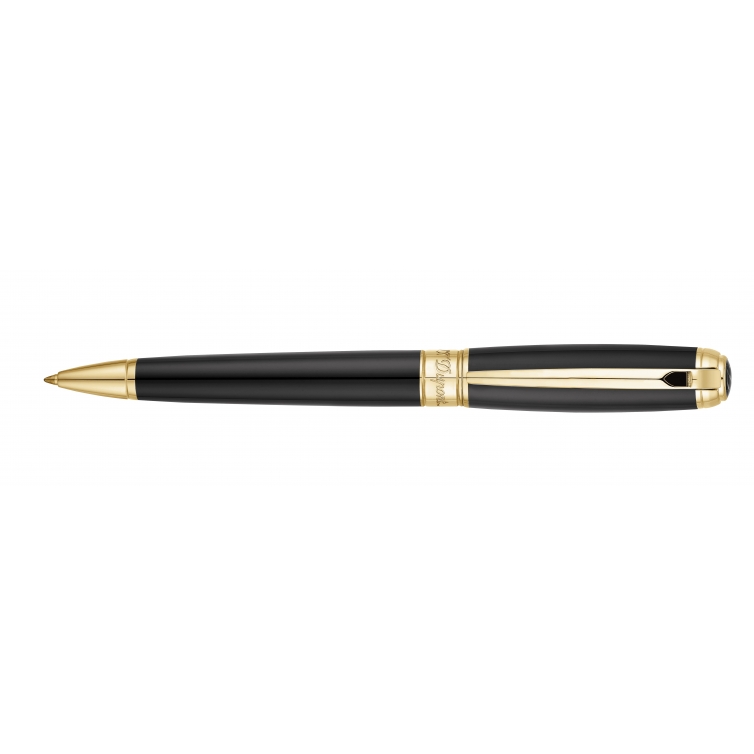 S.T. Dupont Classic Gold Plated Silver Vermeil Ballpoint Pen Black Clip  Paris