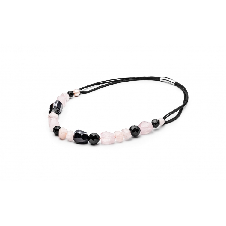 Pearl necklace with onyx GAURA - 1