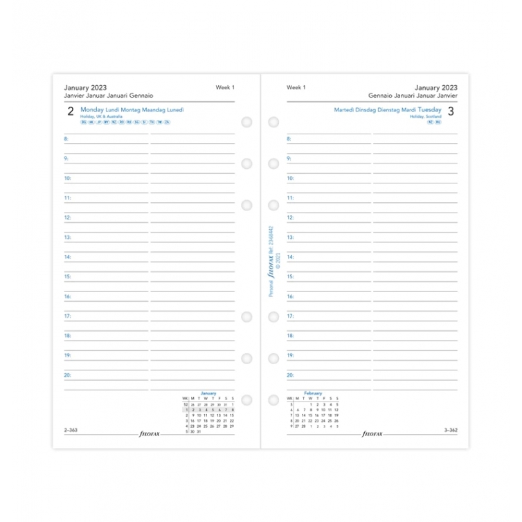 Filofax Calendar Refill Personal 2023 | Exclusive Pen