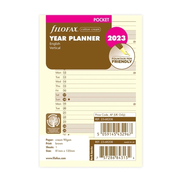 Vertical Year Planner Pocket 2023 cotton cream FILOFAX - 4