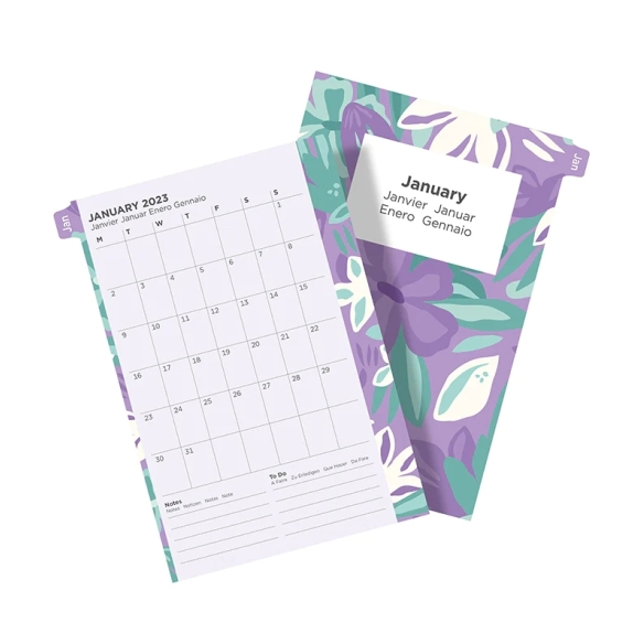 Floral Ilustrated Calendar Refill Week On Two Pages Pocket 2023 multilanguage FILOFAX - 4