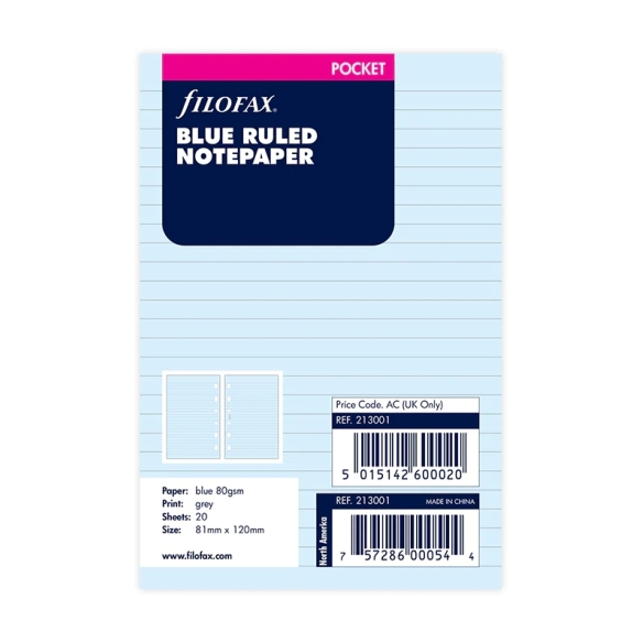 Ruled Notepaper Pocket Refill blue FILOFAX - 4