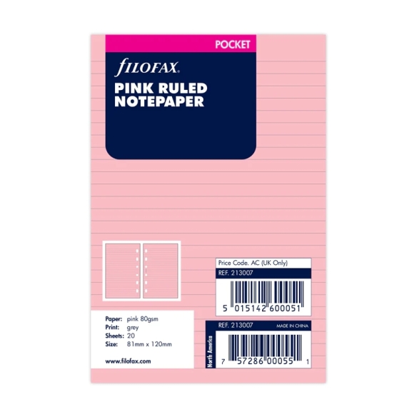 Ruled Notepaper Pocket Refill pink FILOFAX - 3