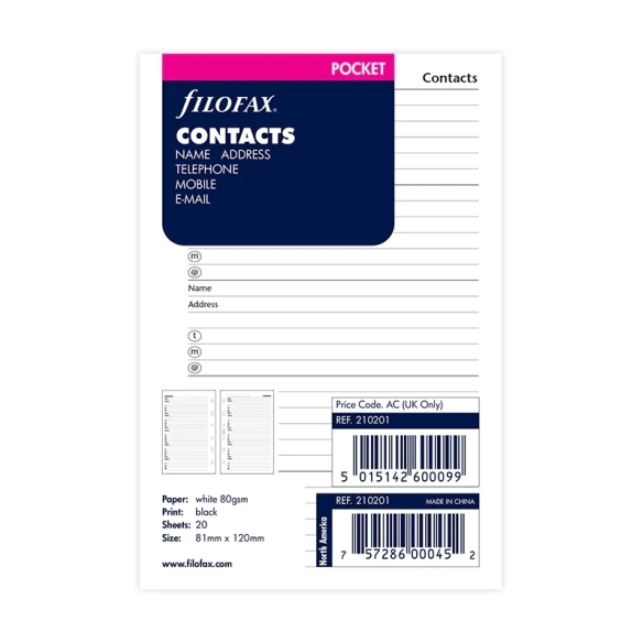 Contacts Pocket Refill FILOFAX - 5
