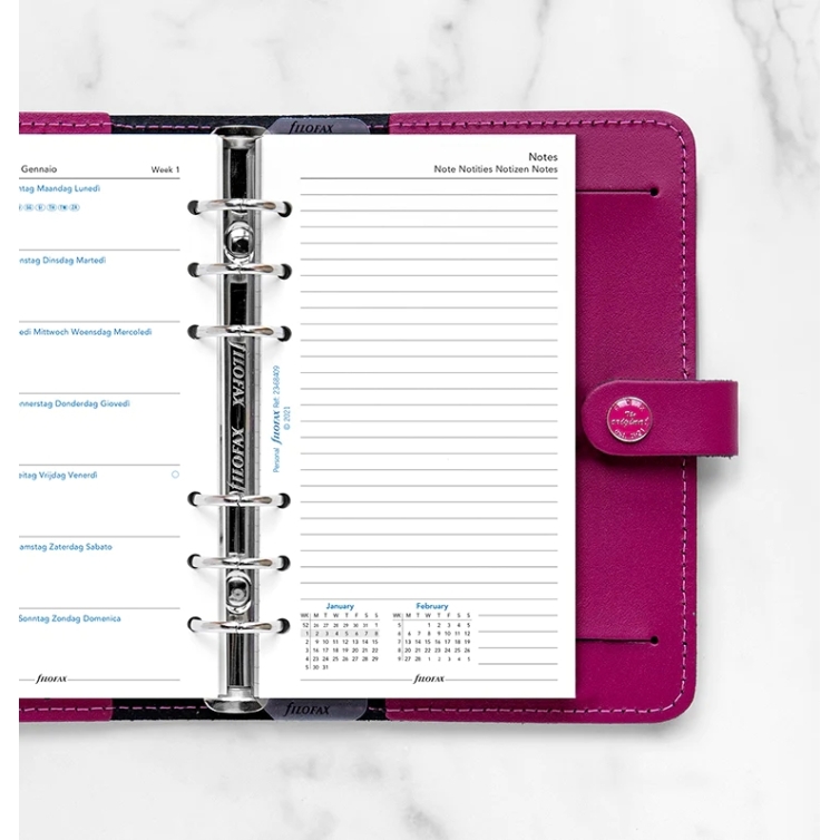 Filofax Calendar Refill Week On One Page with Notes Personal 2023
