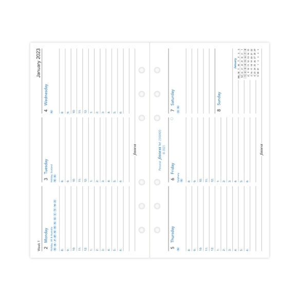 Horizontal Calendar Refill Week On Two Pages with Appointments Personal 2023 FILOFAX - 3