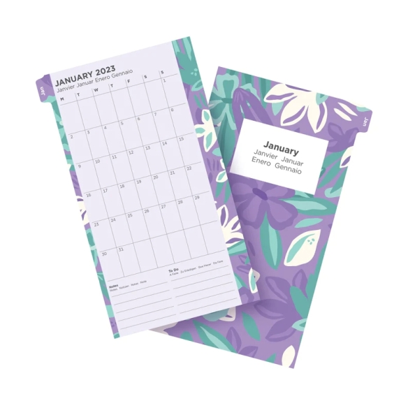 Floral Ilustrated Calendar Refill Week On Two Pages Personal 2023 multilanguage FILOFAX - 3