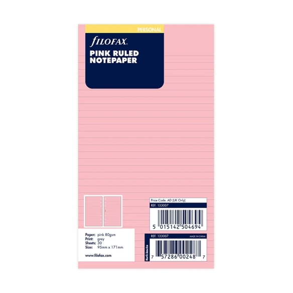 Ruled Notepaper Personal Refill pink FILOFAX - 5