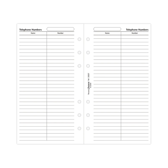 Contacts (Name and Telephone) Personal Refill FILOFAX - 3
