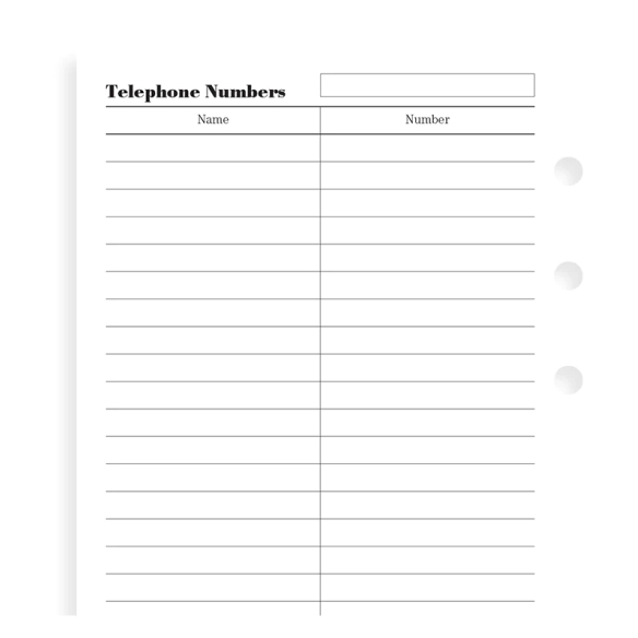 Contacts (Name and Telephone) Personal Refill FILOFAX - 4
