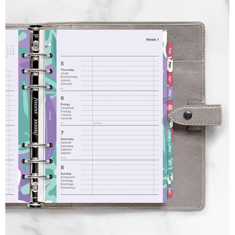 Floral Ilustrated Calendar Refill Week On Two Pages A5 2023 multilanguage FILOFAX - 1
