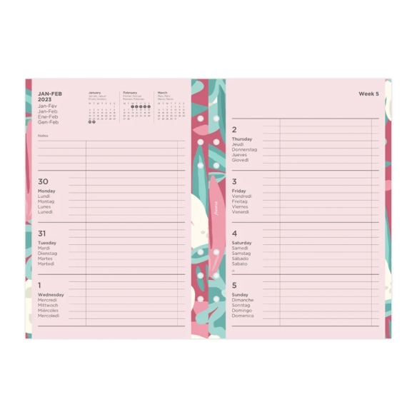 Floral Ilustrated Calendar Refill Week On Two Pages A5 2023 multilanguage FILOFAX - 8