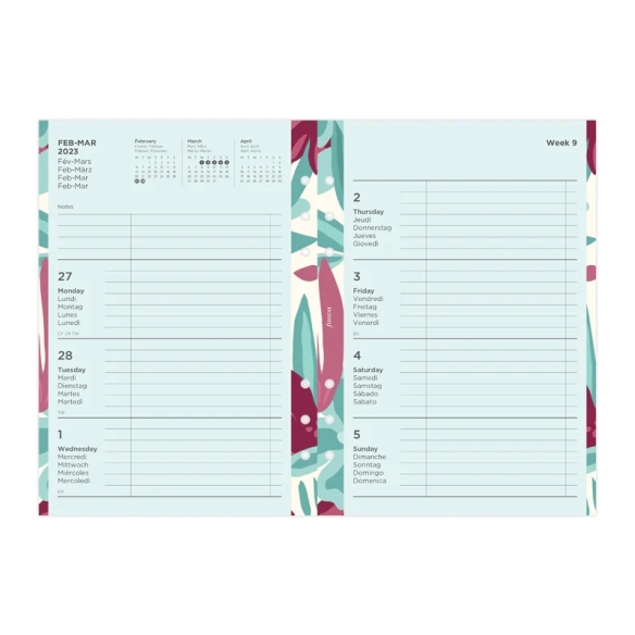 Floral Ilustrated Calendar Refill Week On Two Pages A5 2023 multilanguage FILOFAX - 9