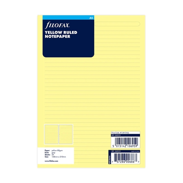 Ruled Notepaper A5 Refill yellow FILOFAX - 5