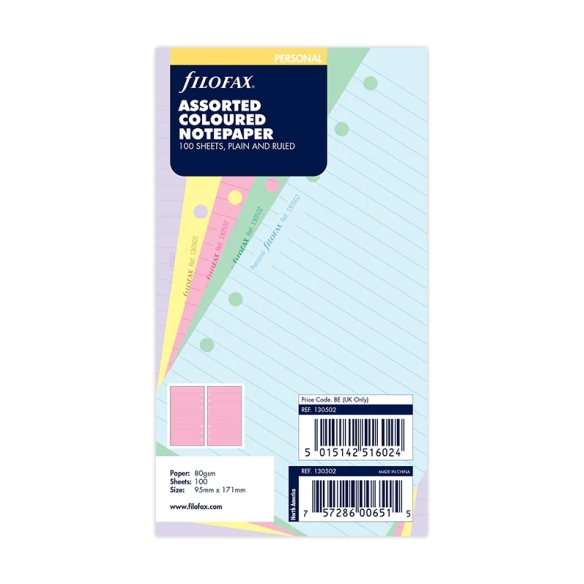 Assorted Coloured Notepaper, Plain and Ruled Value Personal Pack Refill FILOFAX - 4
