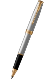 Experience the perfect fusion of modern design and timeless style with the Sonnet Stainless Steel GT Roller Ball Pen, the epitome of Parker's renowned collection. This elegant writing tool, with its gold-finish trims and stainless steel finish, offers a sublime blend of comfort and aesthetics. With every purchase comes a black ink cartridge, all set to redefine your writing experience.